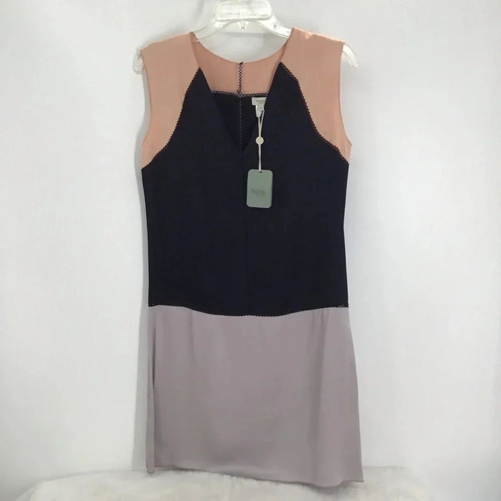 Hoss Midi Sleeveless Color Block Sheath Dress Career Casual NWT 36 EU - 4 US